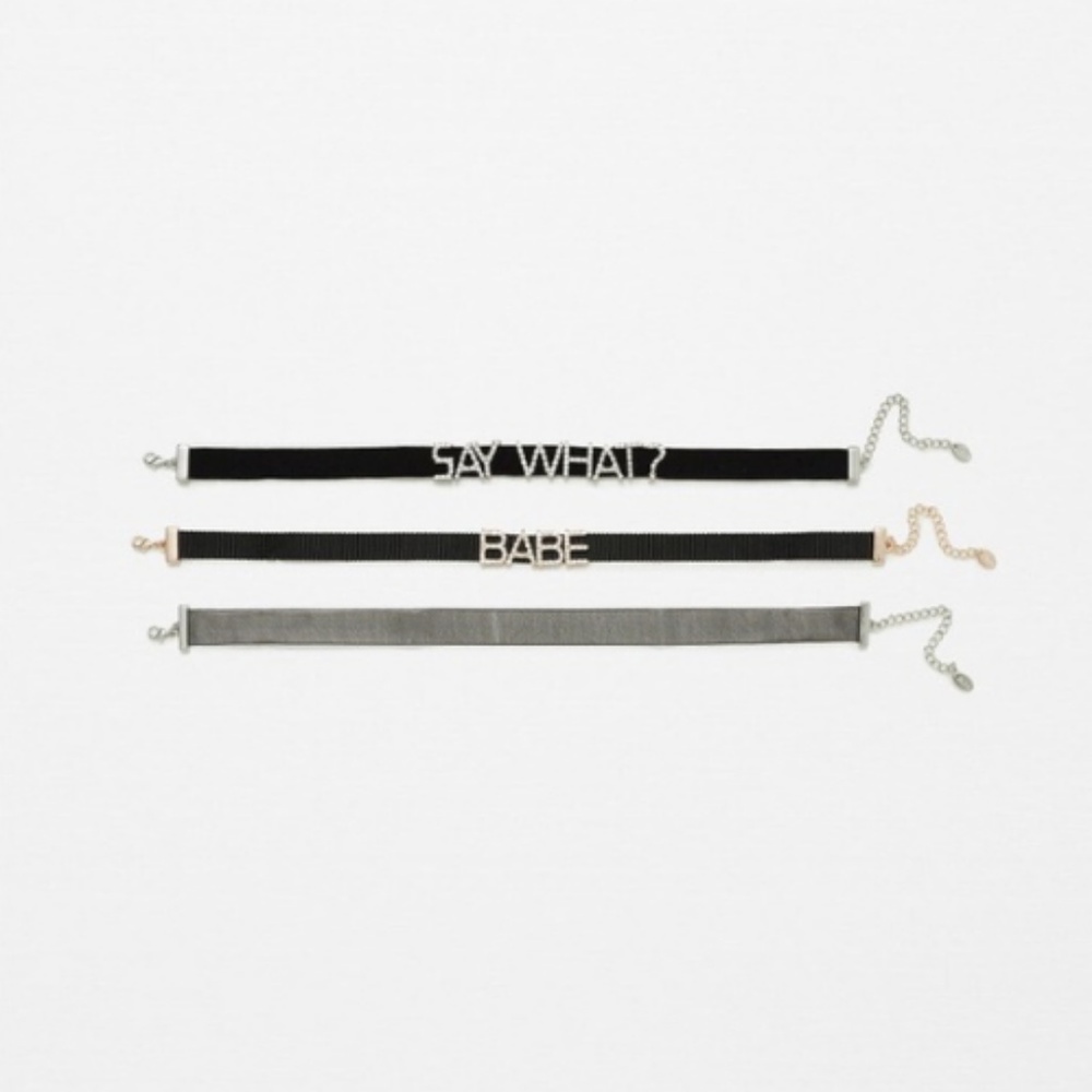 Zara Accessories 3 Pack Chokers, Babe, Say What